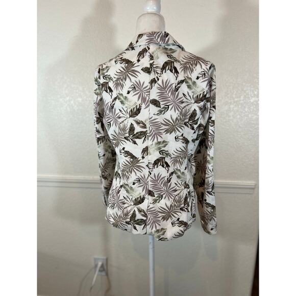 Solitaire women sz L linen blend palm leaf blazer jacket 1073 - Picture 3 of 6